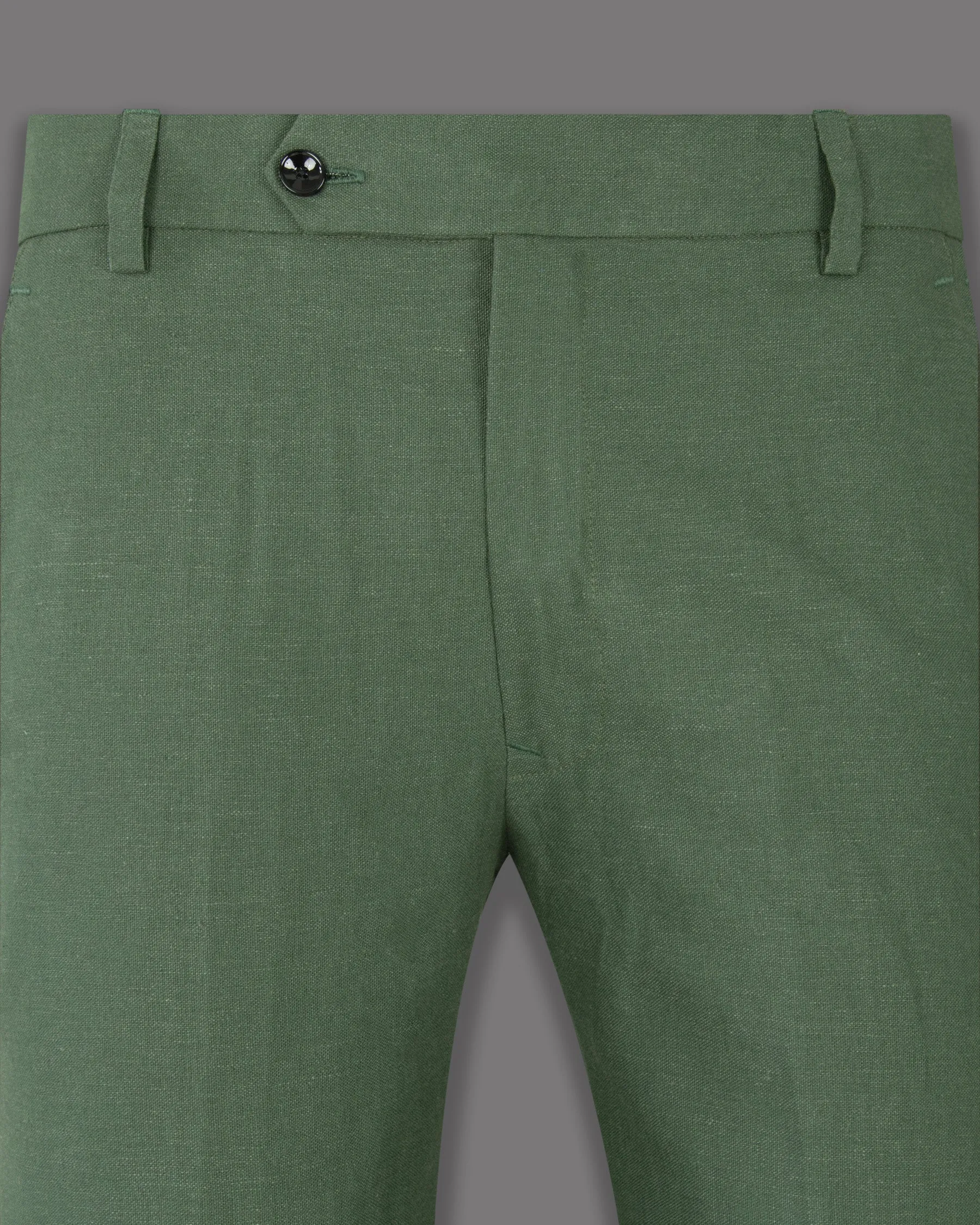 Asparagus Green Luxurious Linen Sports Suit