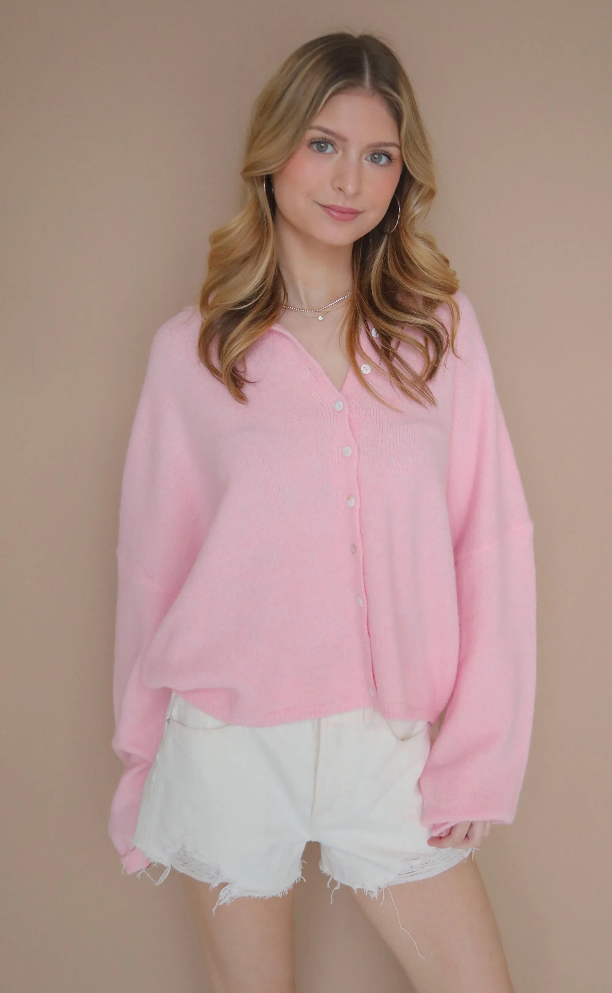 beat of your heart cardigan - pink