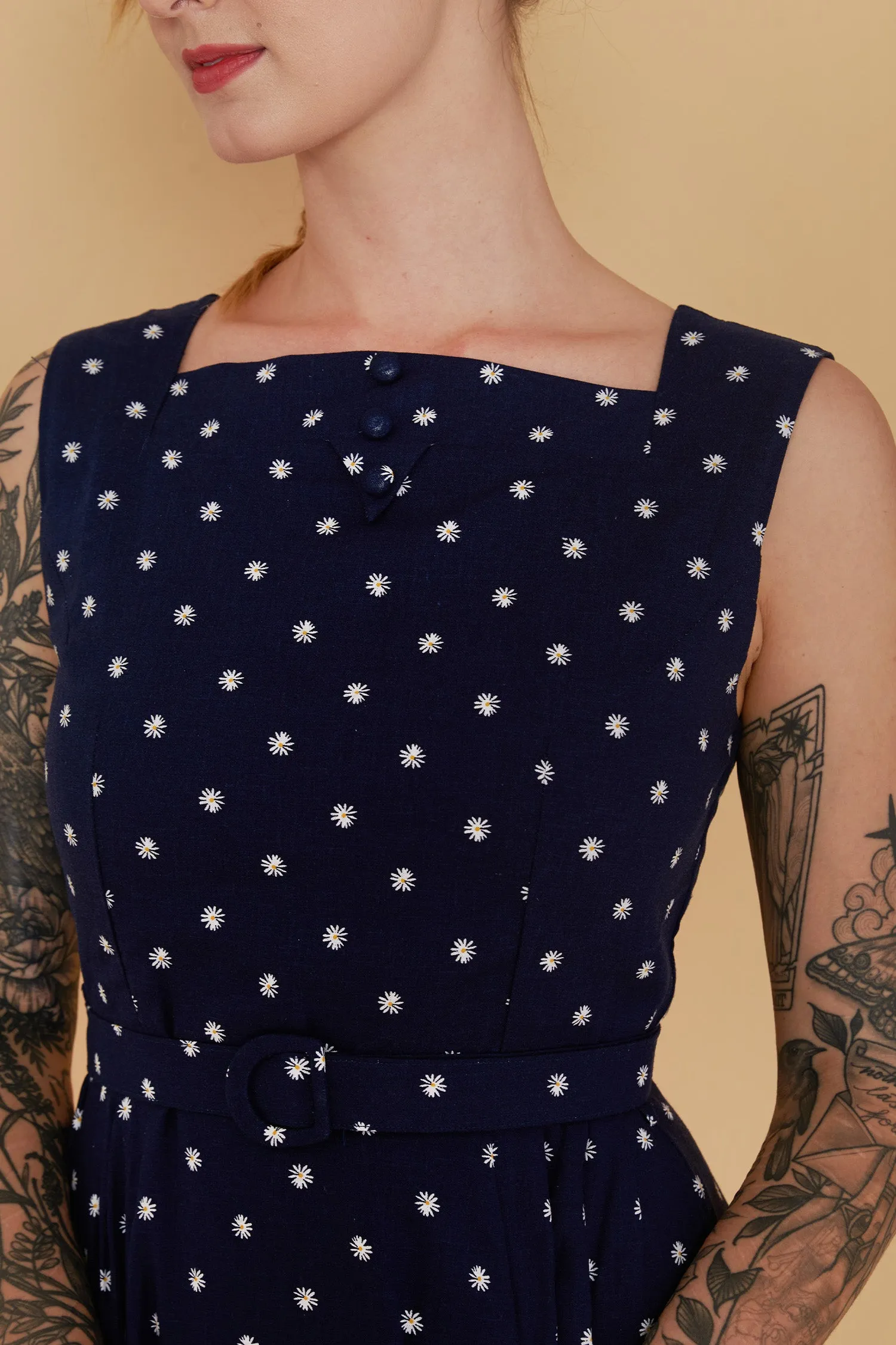 Bee Navy & White Daisy Dress