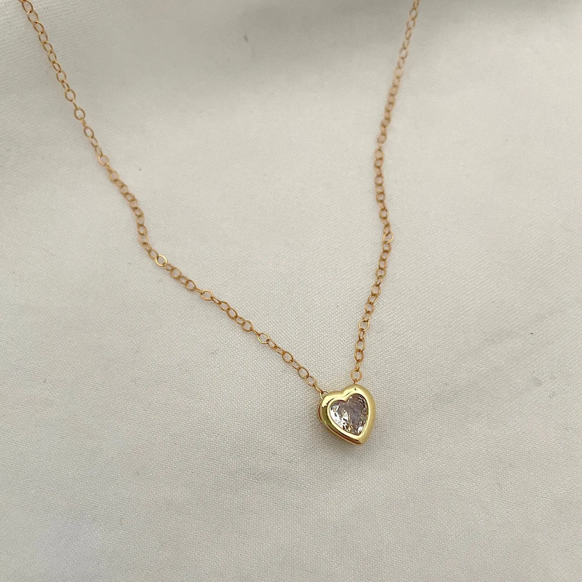 Bezel Heart Choker Necklace