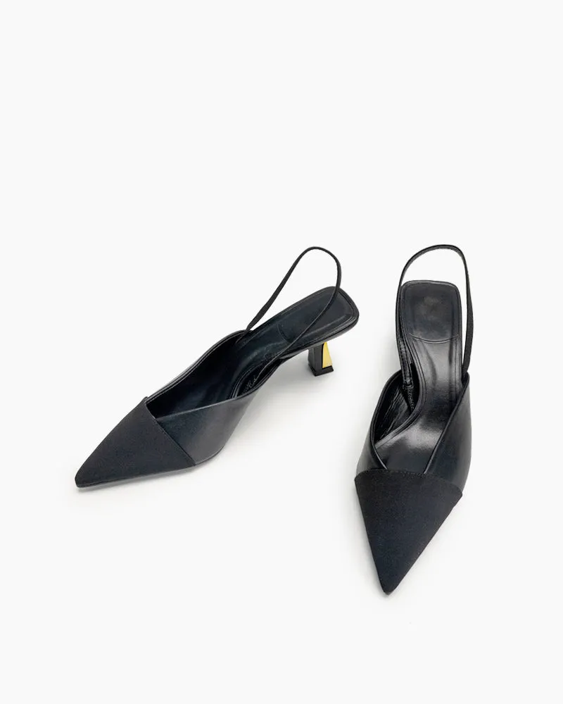 Black French Temperament Slingback Mules Sandals