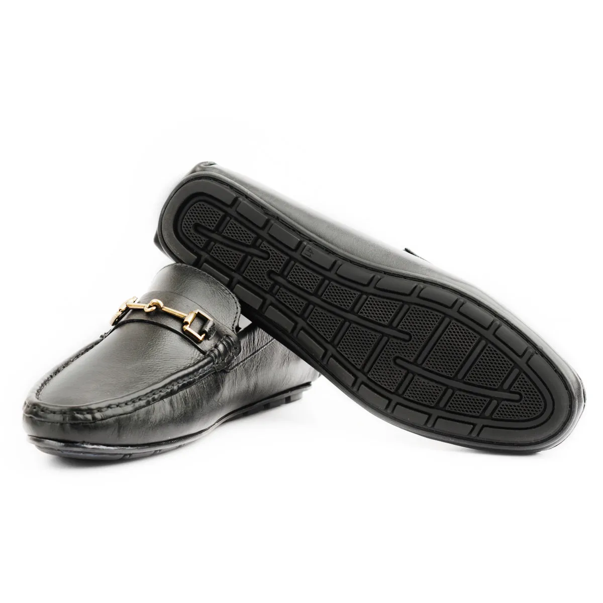 Black Golden Buckled Moccasins