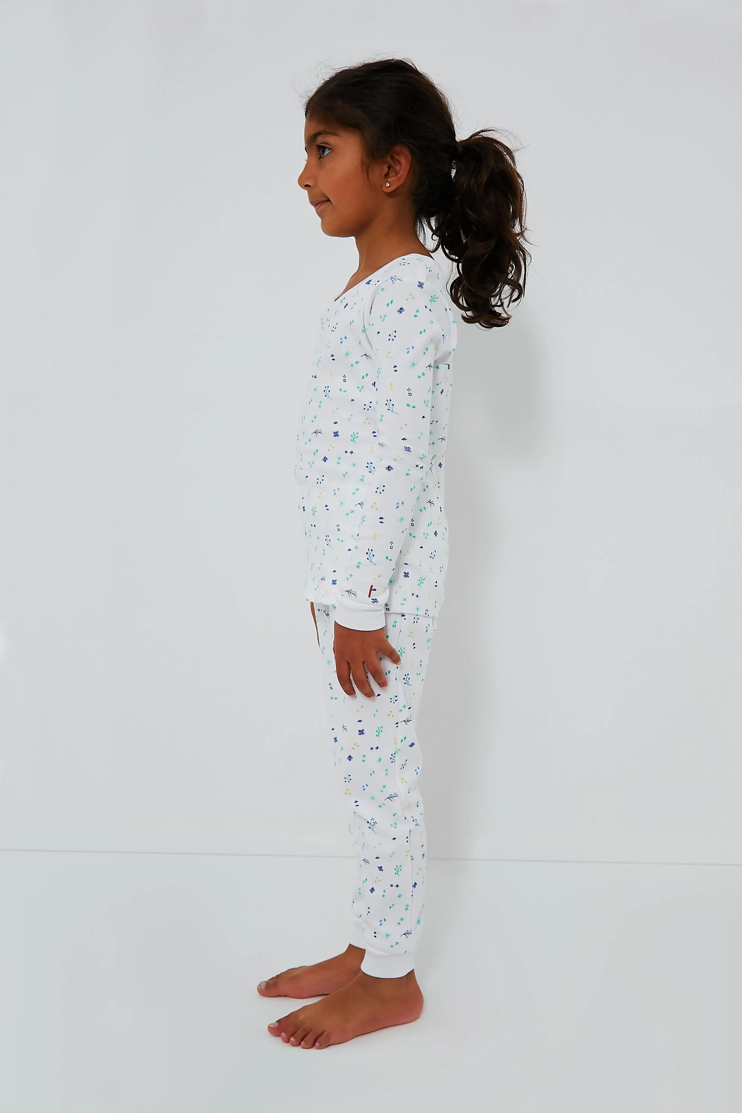 Blue Floral Organic Long Sleeve Pajama Set