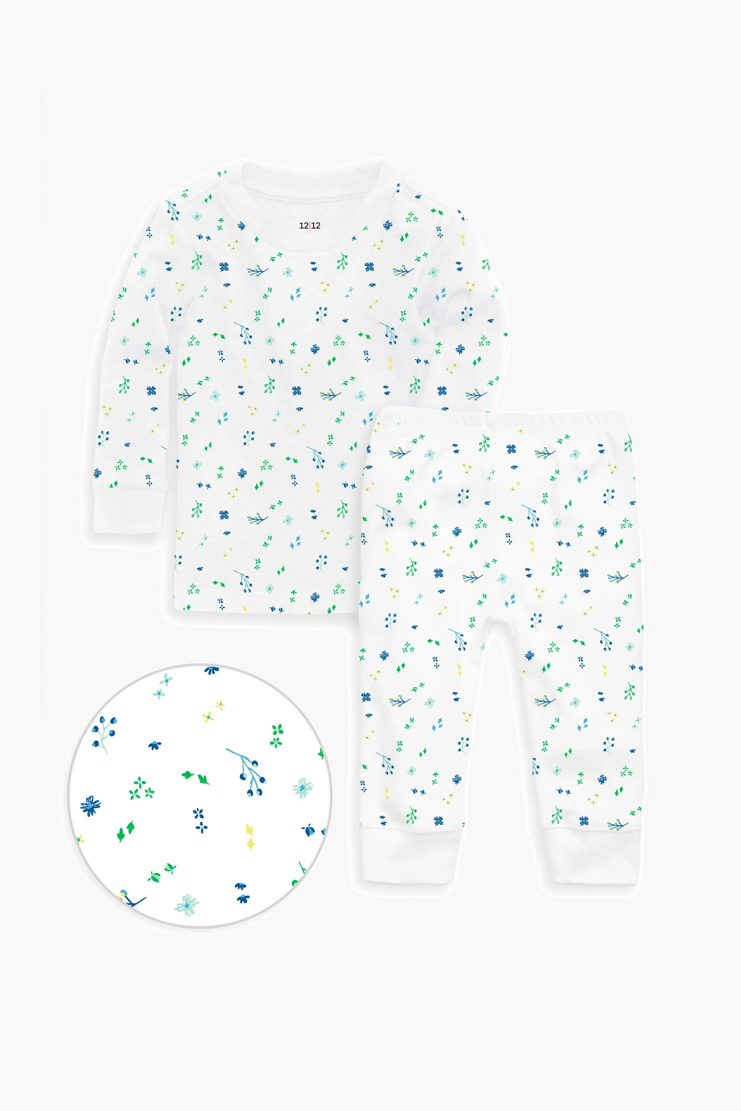 Blue Floral Organic Long Sleeve Pajama Set