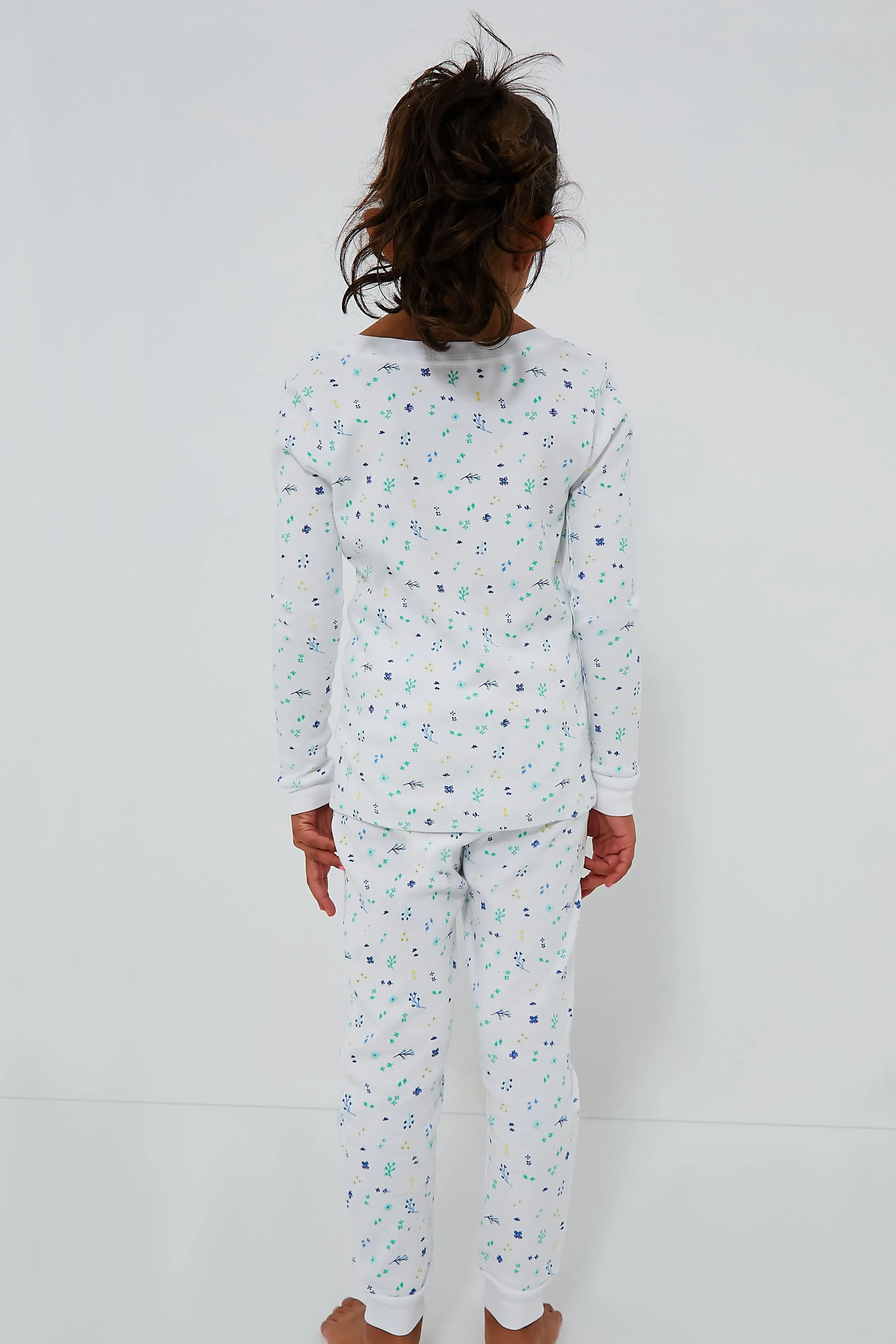 Blue Floral Organic Long Sleeve Pajama Set