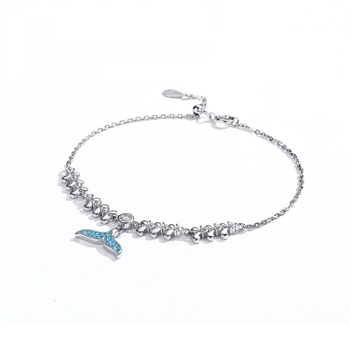 Blue Mermaid Tail Bracelet Sterling Silver