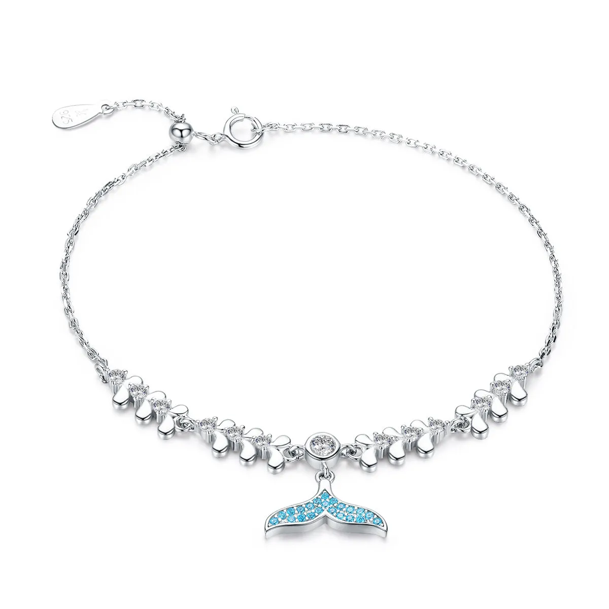 Blue Mermaid Tail Bracelet Sterling Silver