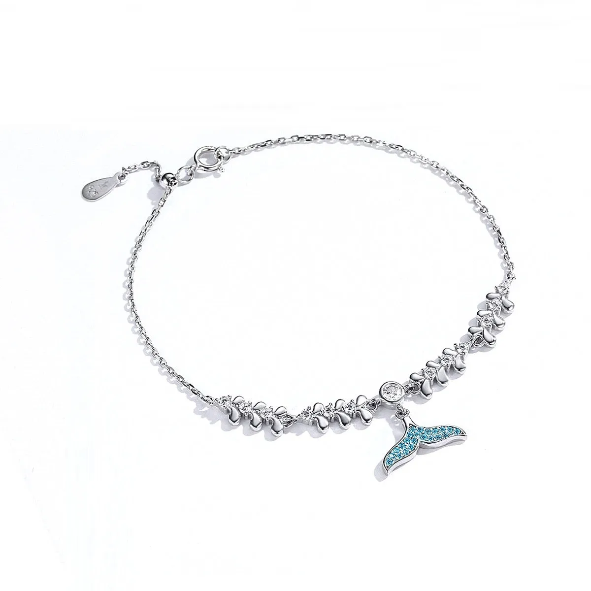 Blue Mermaid Tail Bracelet Sterling Silver