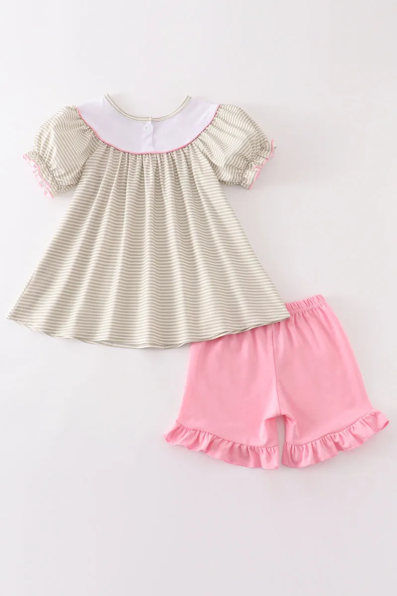 Brown farm embroidery girl set