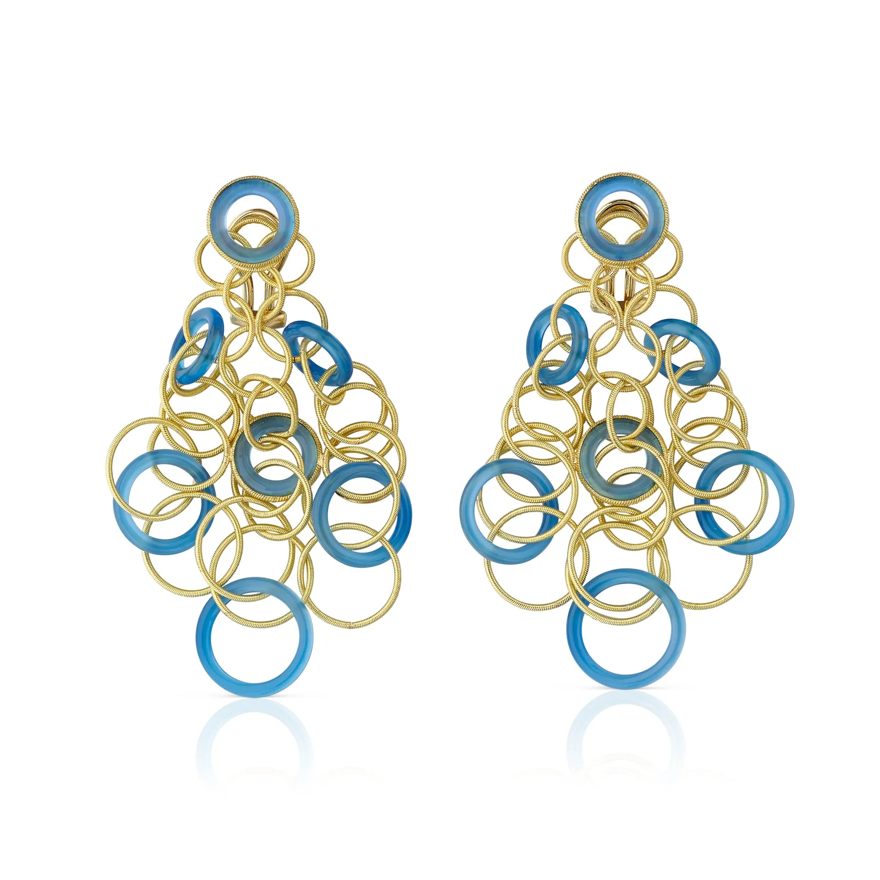 Buccellati - Hawaii - Drop Earrings with Light Blue Chalcedony, 18k Yellow Gold