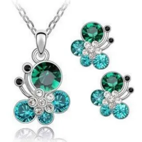 Butterfly Dance Green Teal Gem Set