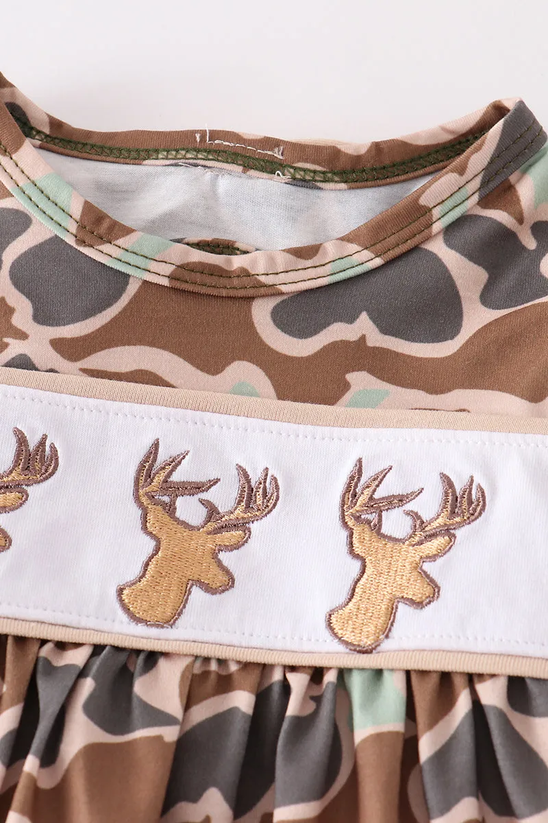 Camouflage antler embroidery baby set