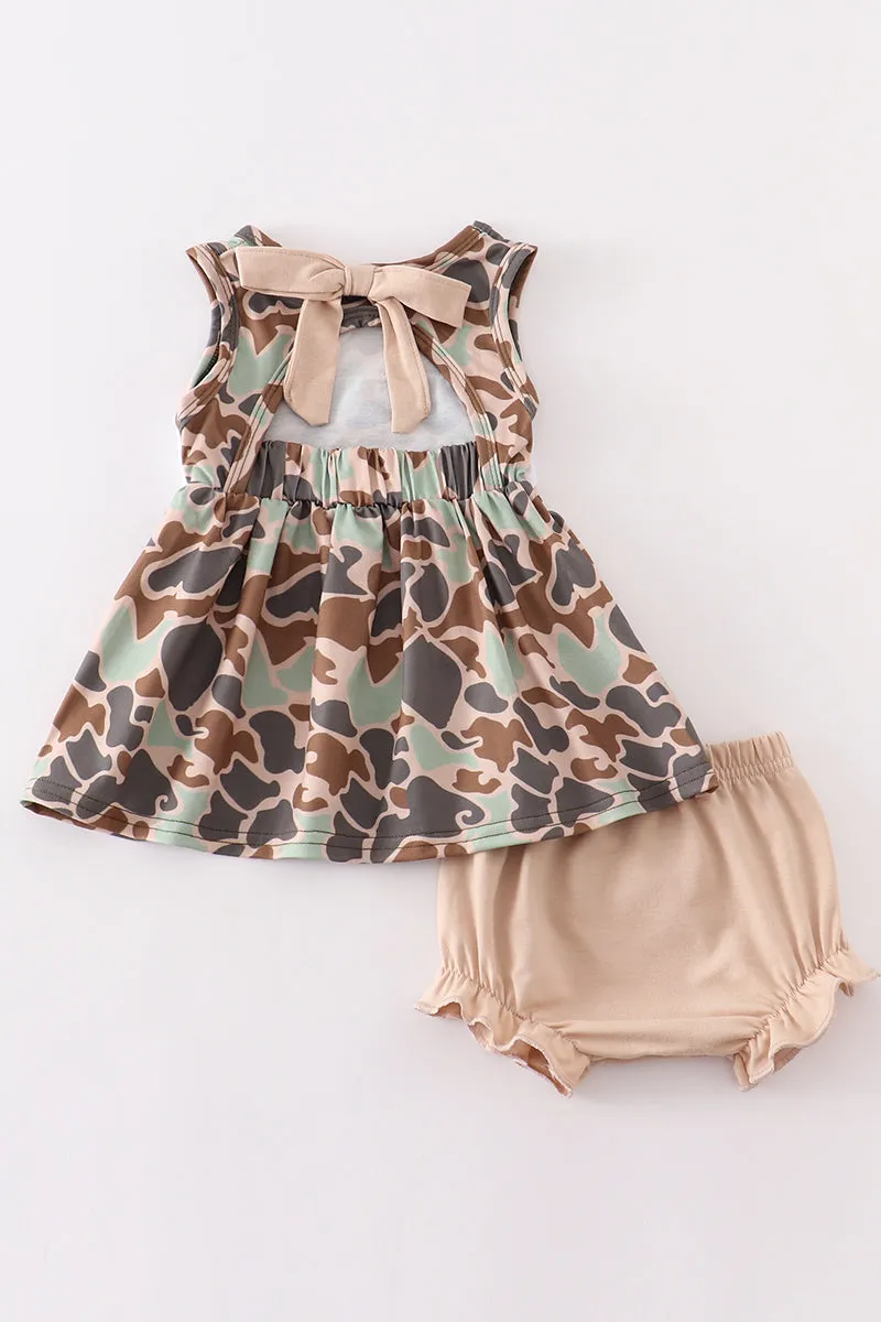 Camouflage antler embroidery baby set