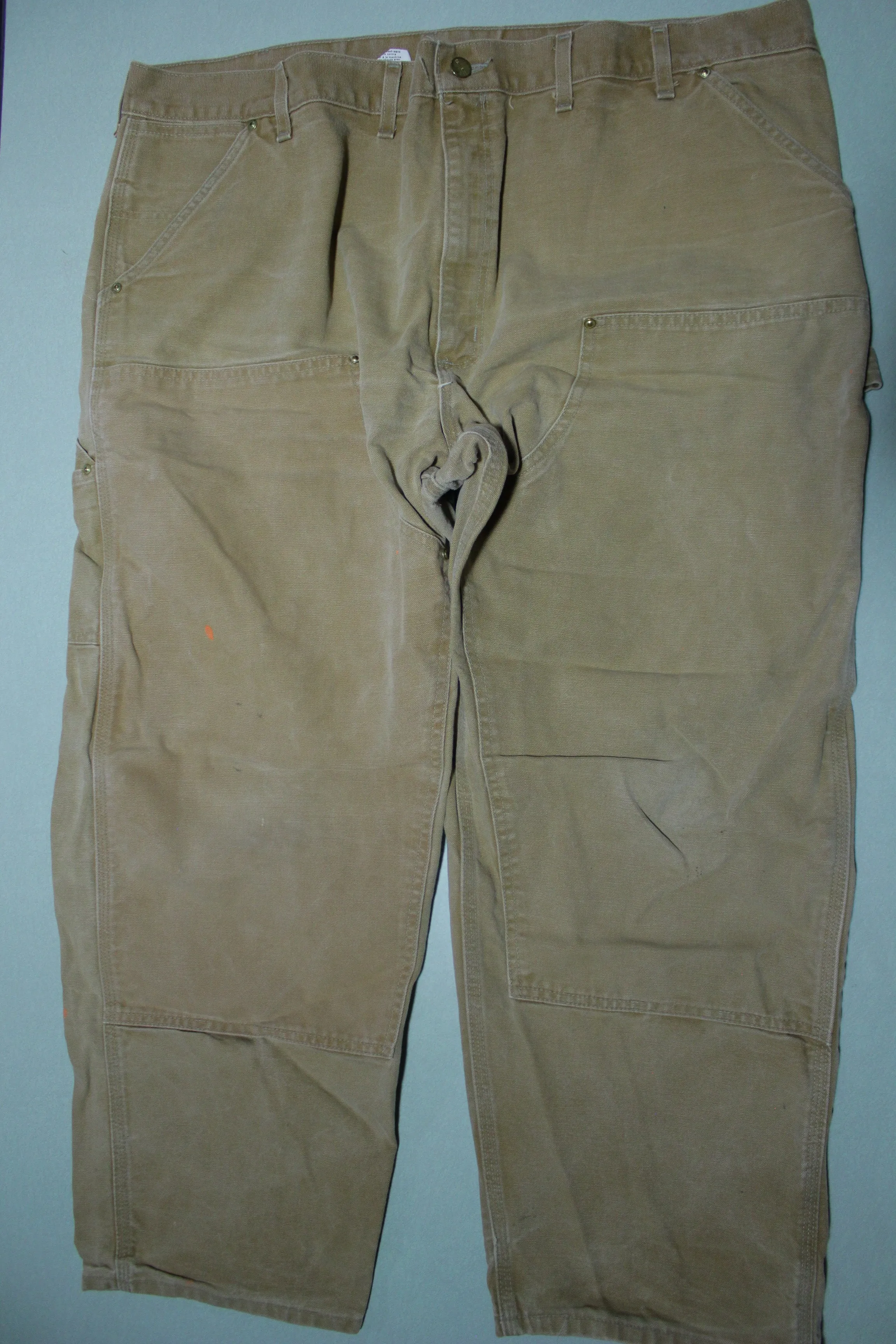 Carhartt B01 Double Knee BRN Washed Duck Work Pants Lightly Distressed USA Made