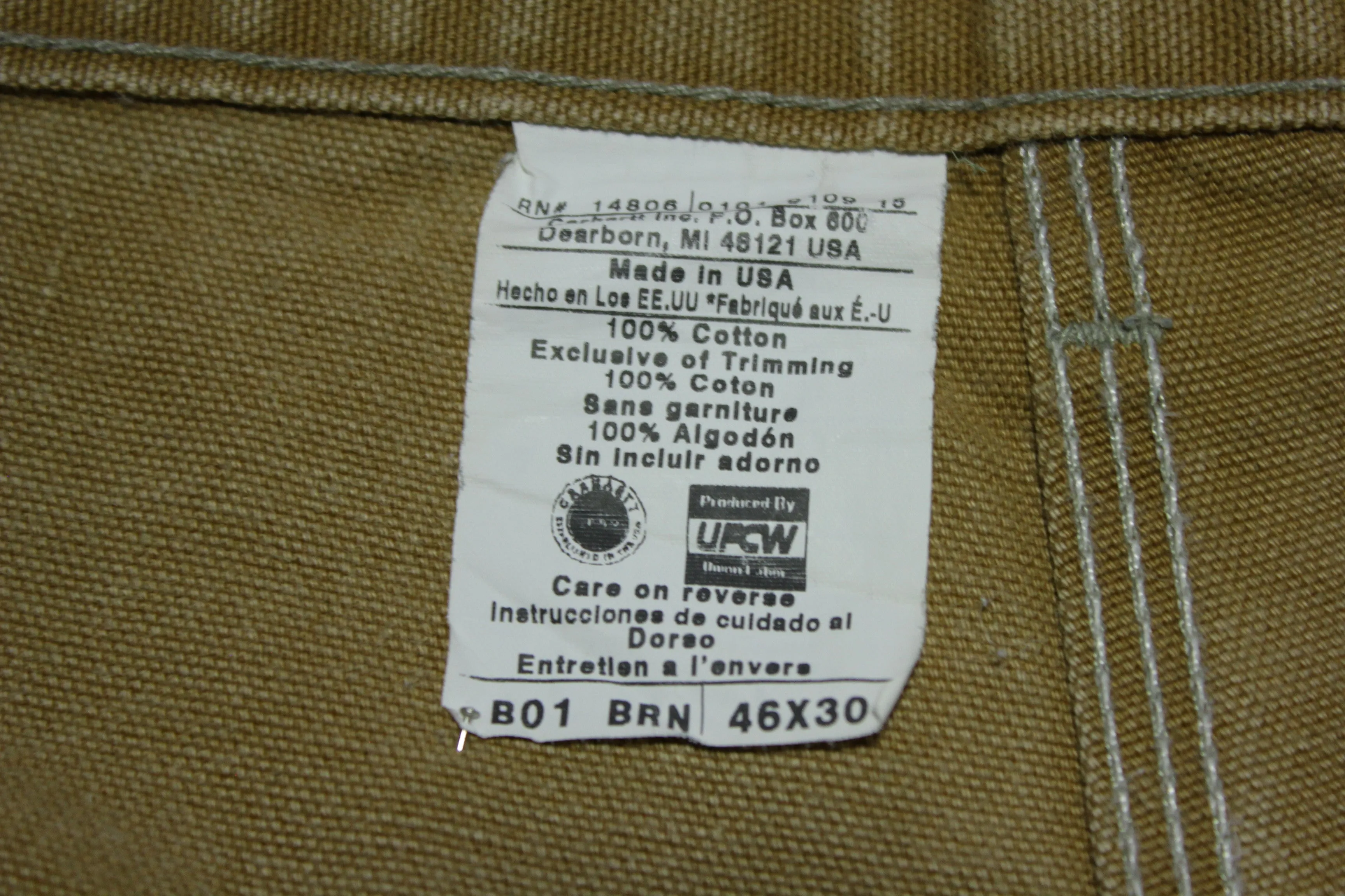 Carhartt B01 Double Knee BRN Washed Duck Work Pants Lightly Distressed USA Made