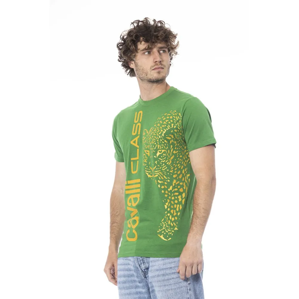 Cavalli Class Green Cotton Men Men's T-Shirt