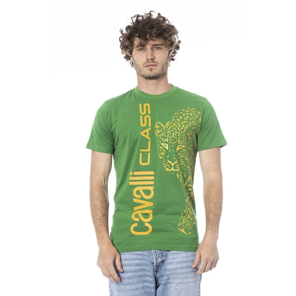 Cavalli Class Green Cotton Men Men's T-Shirt