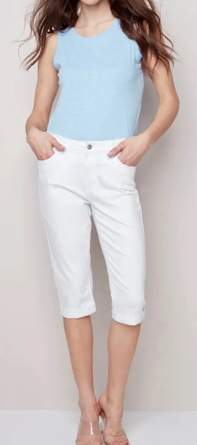 Charlie B Twill Pedal Pusher Pants - White