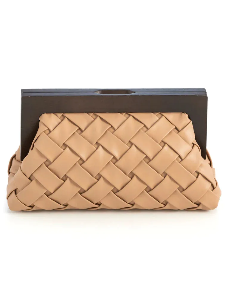 Charlotte Frame Clutch, Tan