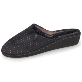 Chaussons mules talon Femme Noir Pois