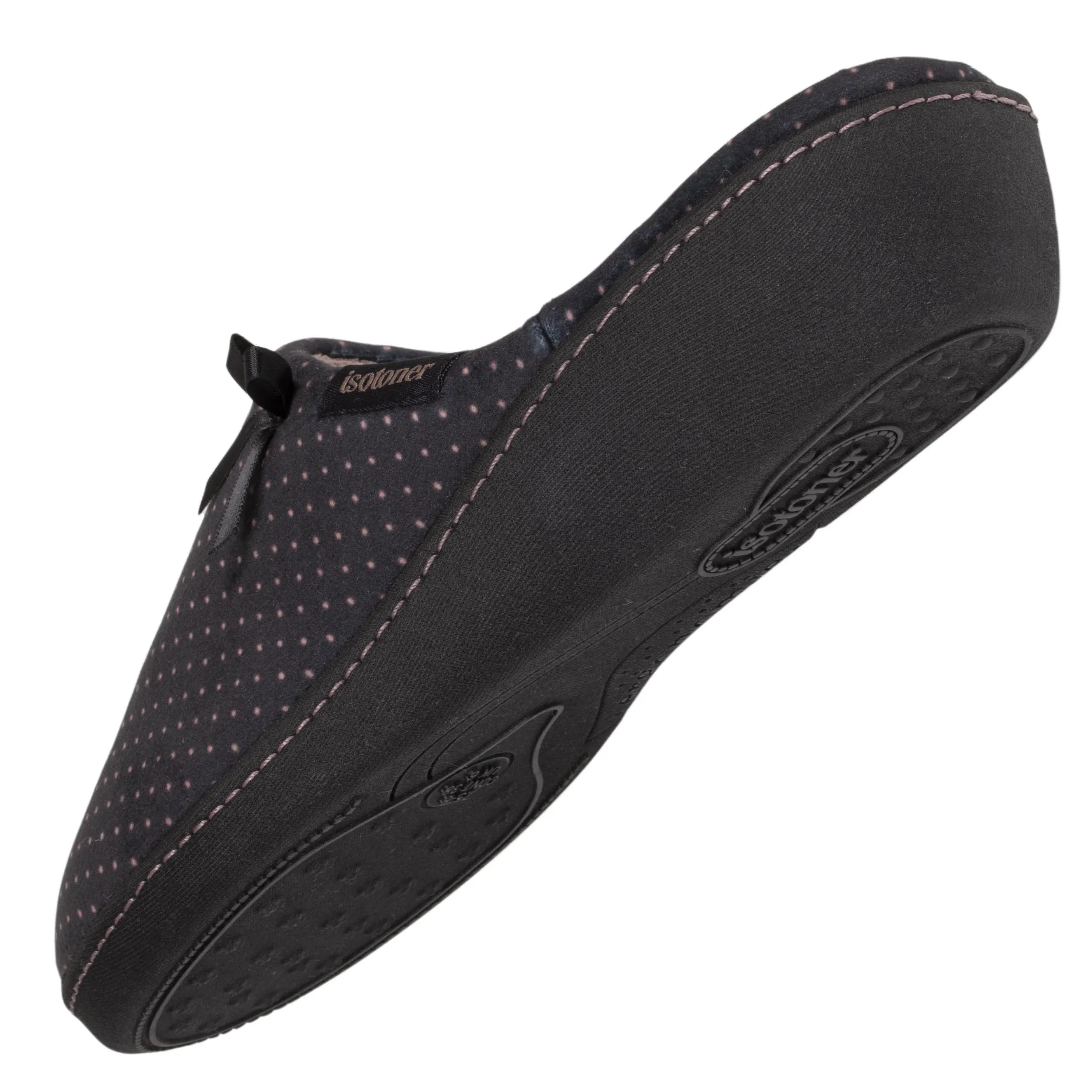 Chaussons mules talon Femme Noir Pois