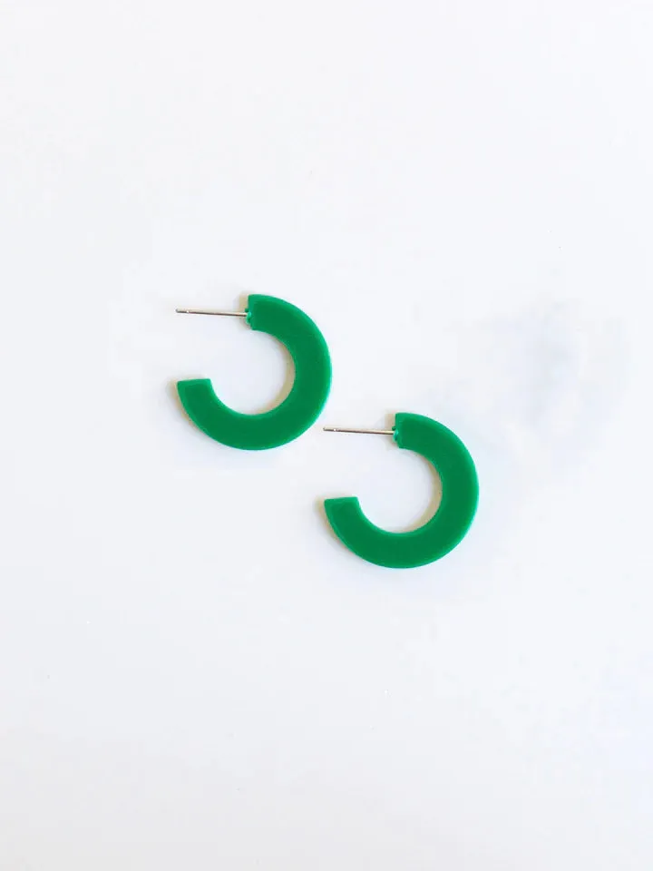 Classic Acrylic Small Hoops in Pine