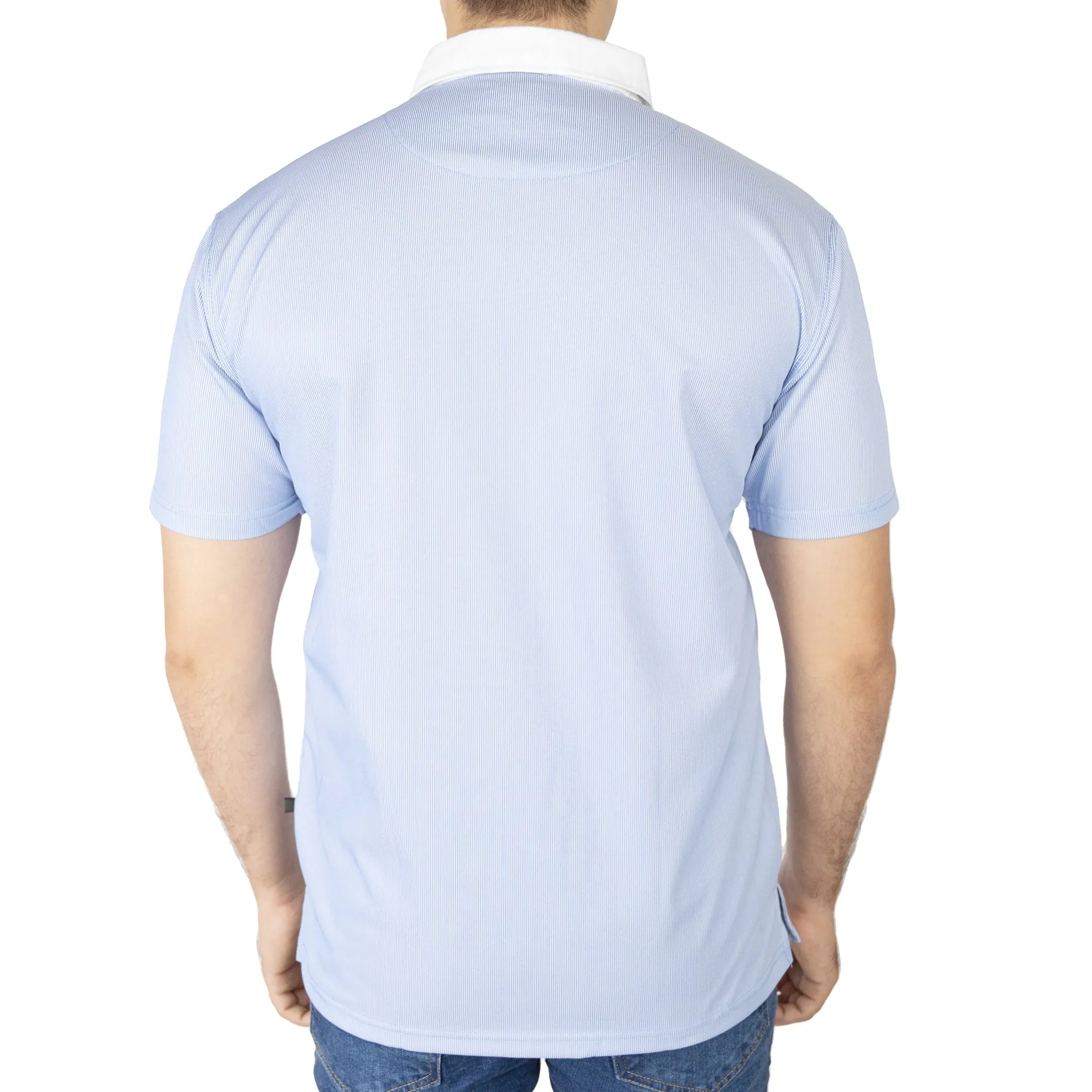 Classic Collar Polo Shirt-Sky/White