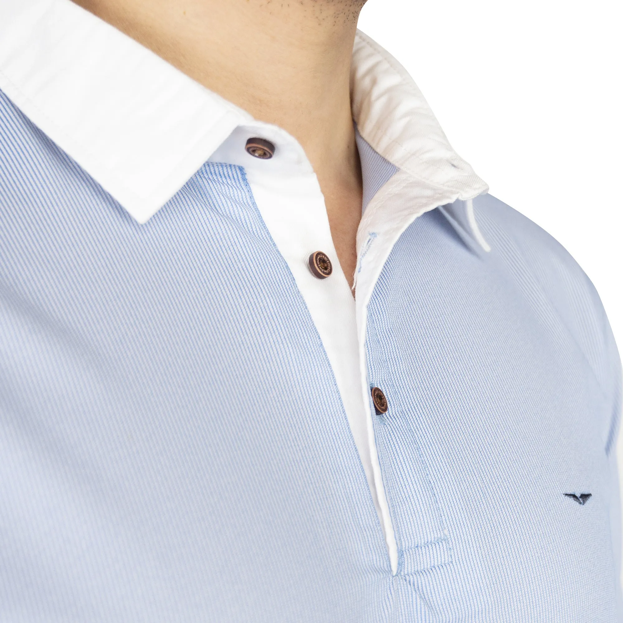 Classic Collar Polo Shirt-Sky/White