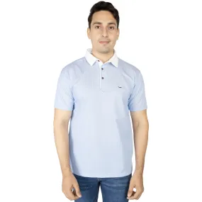 Classic Collar Polo Shirt-Sky/White