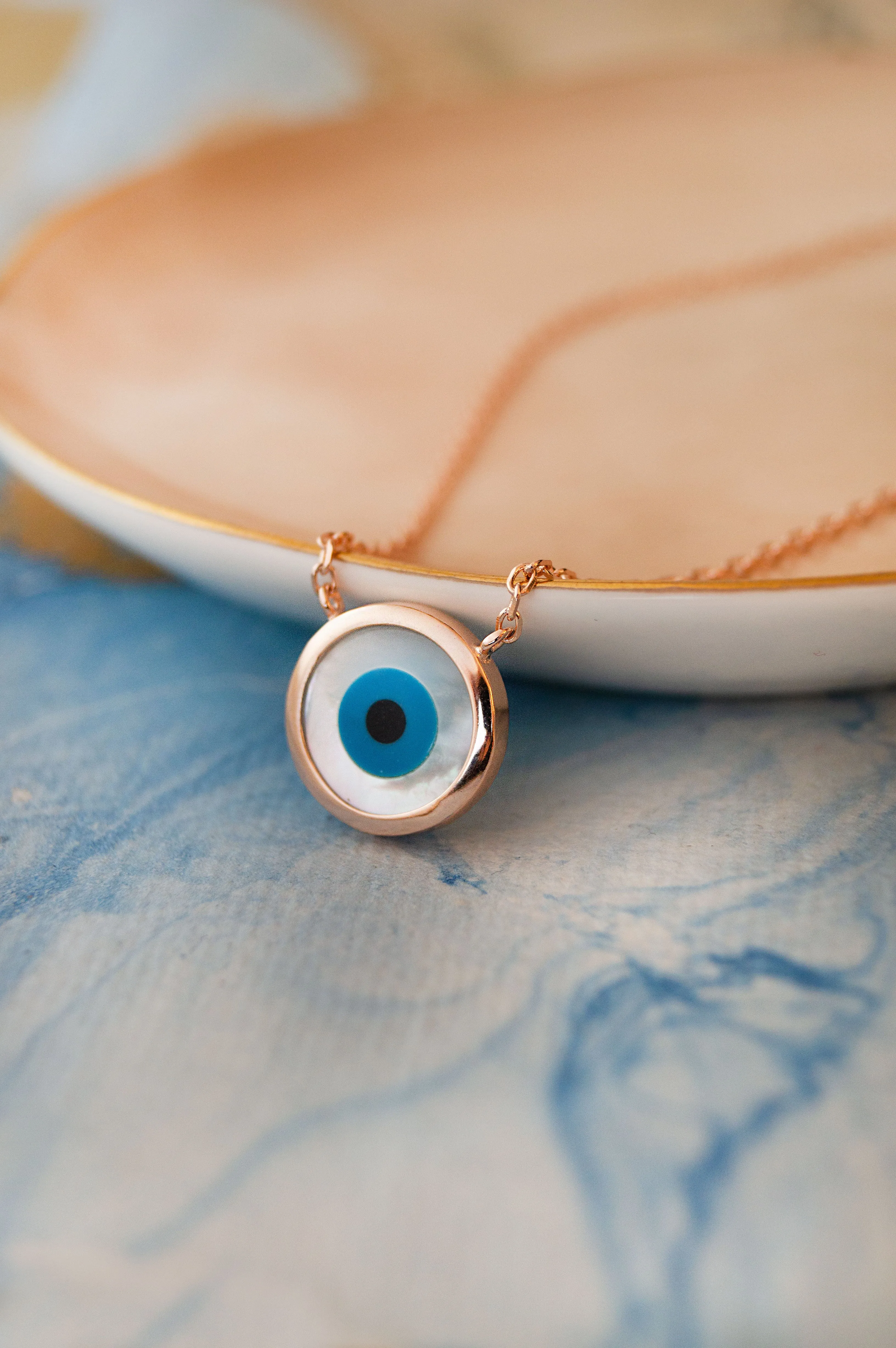 Classic Evil Eye Mother-Of-Pearl Sterling Silver Pendant Necklace