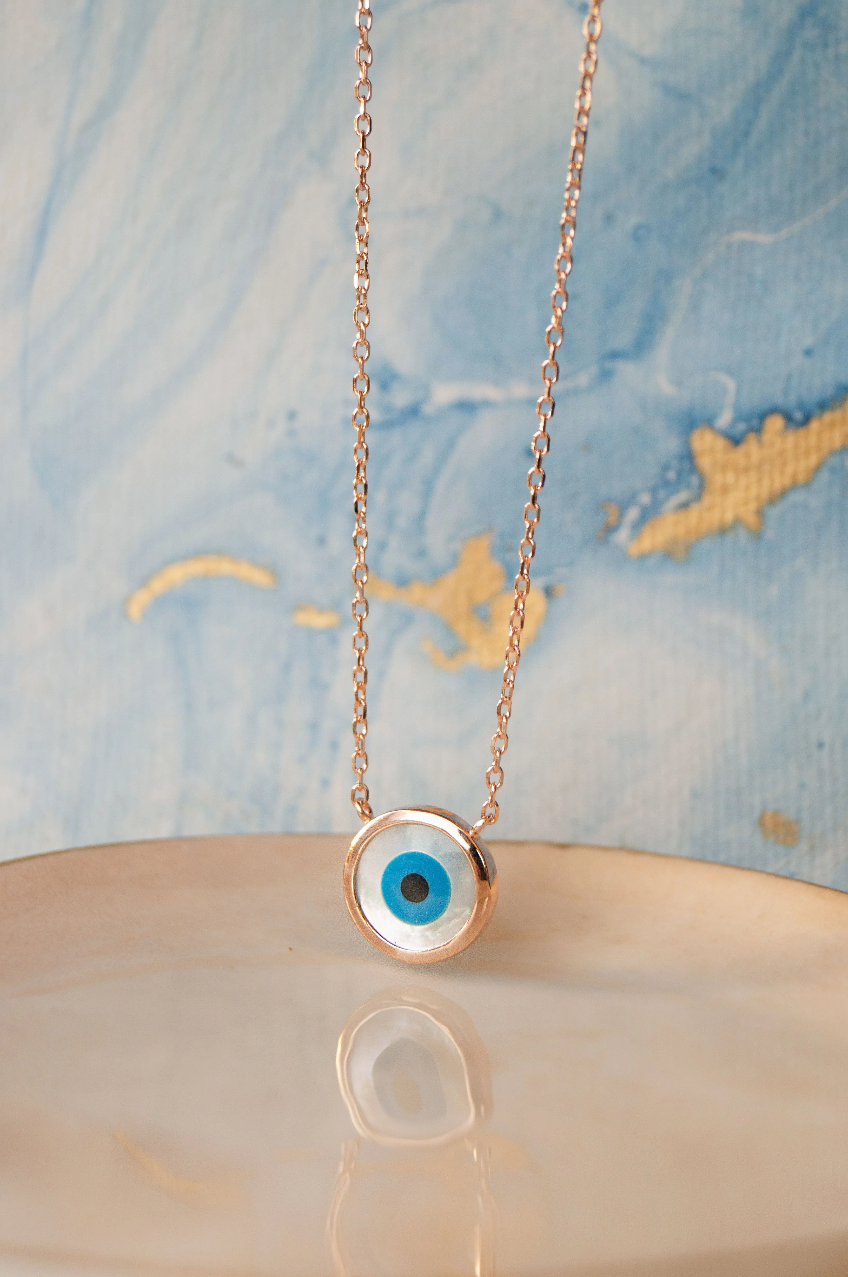 Classic Evil Eye Mother-Of-Pearl Sterling Silver Pendant Necklace