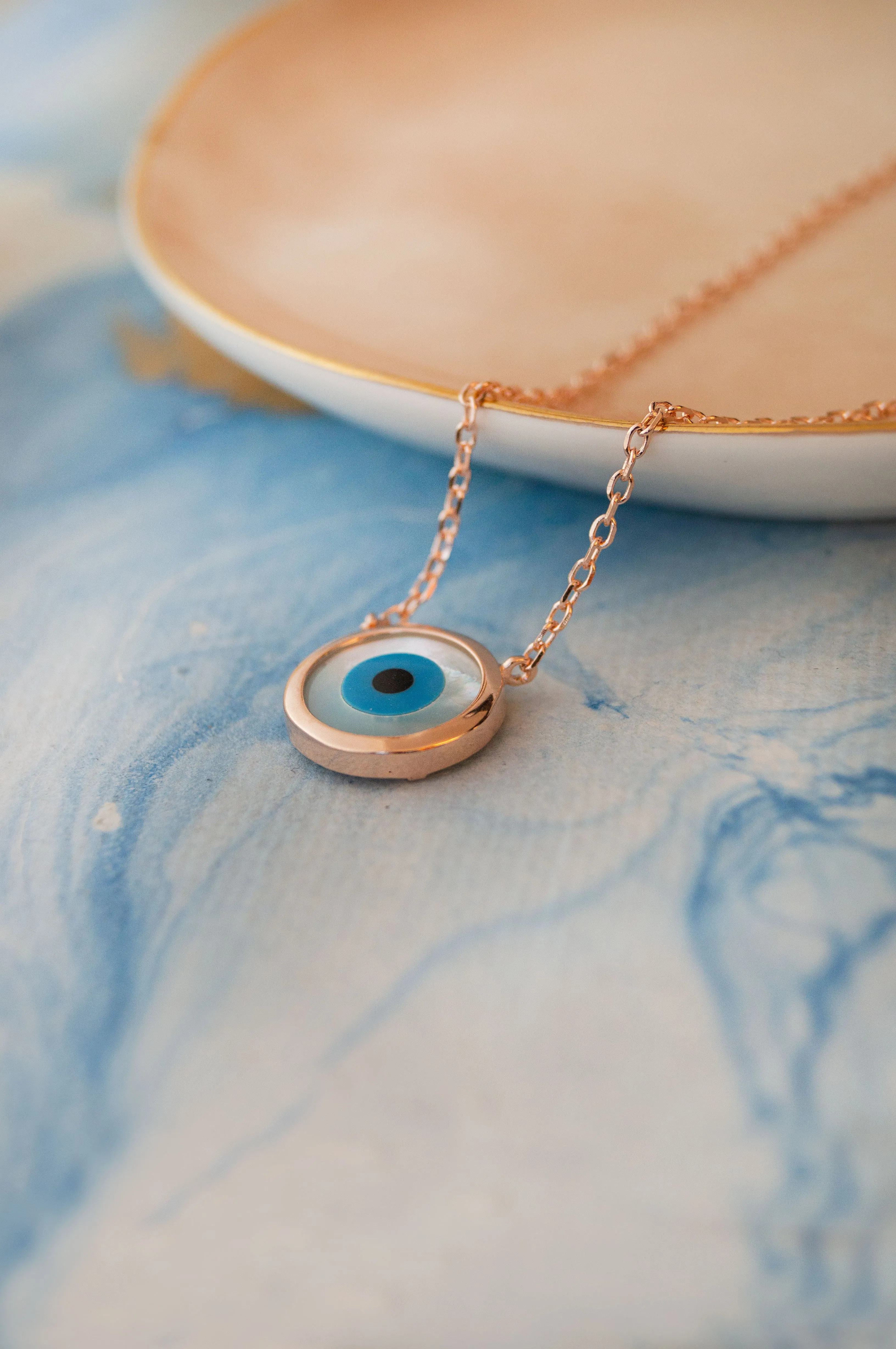 Classic Evil Eye Mother-Of-Pearl Sterling Silver Pendant Necklace