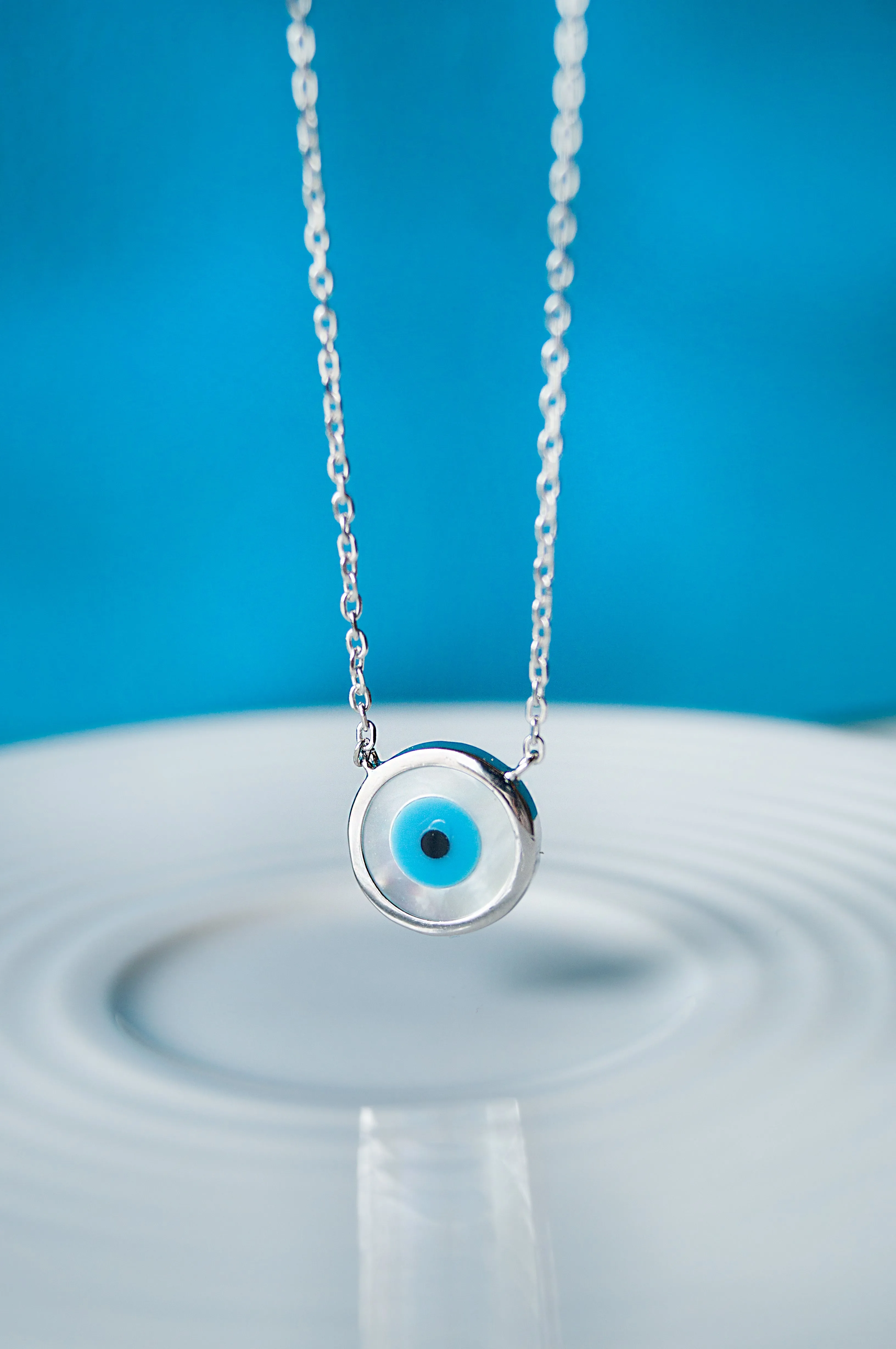 Classic Evil Eye Mother-Of-Pearl Sterling Silver Pendant Necklace