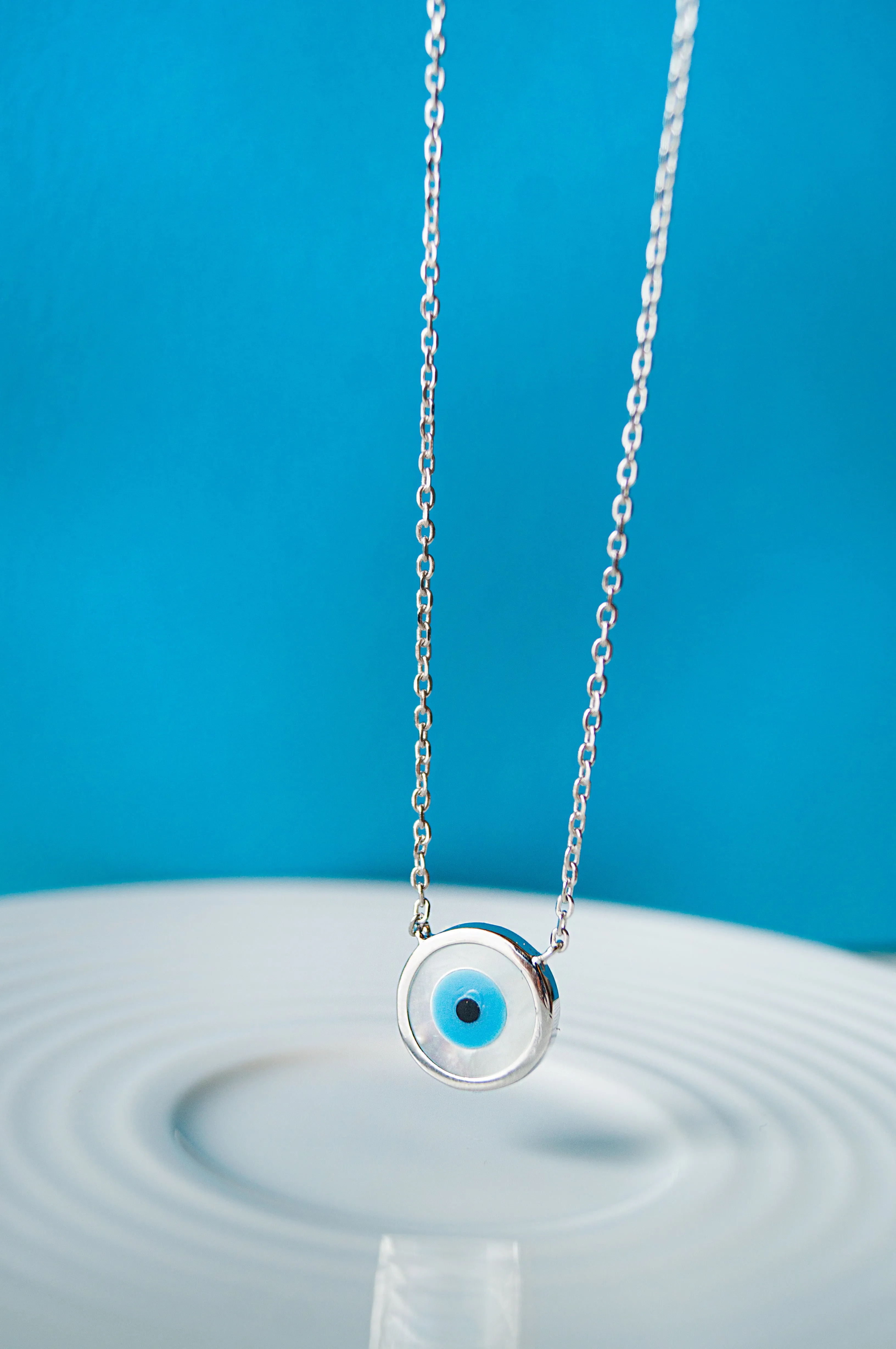 Classic Evil Eye Mother-Of-Pearl Sterling Silver Pendant Necklace