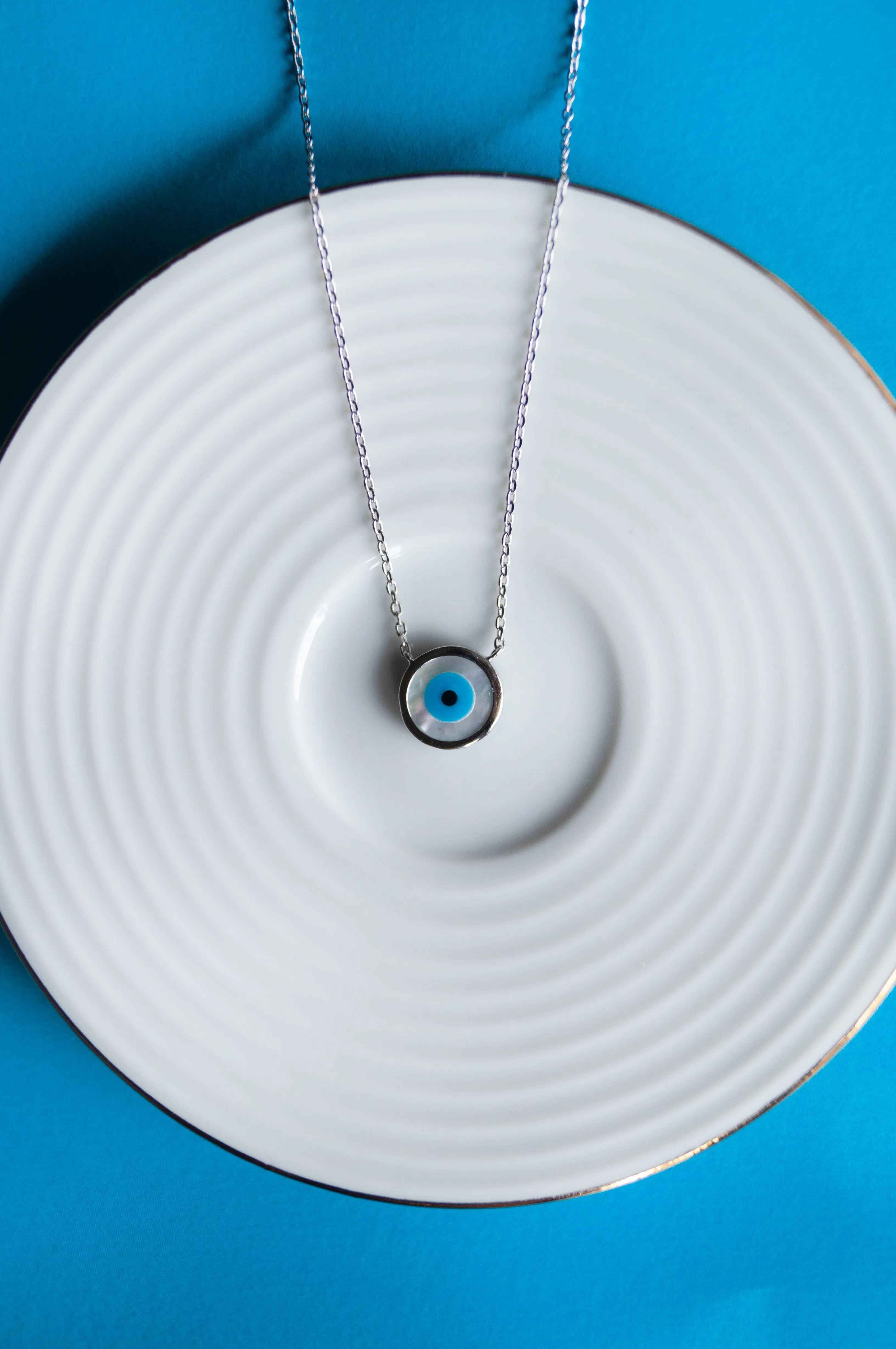 Classic Evil Eye Mother-Of-Pearl Sterling Silver Pendant Necklace