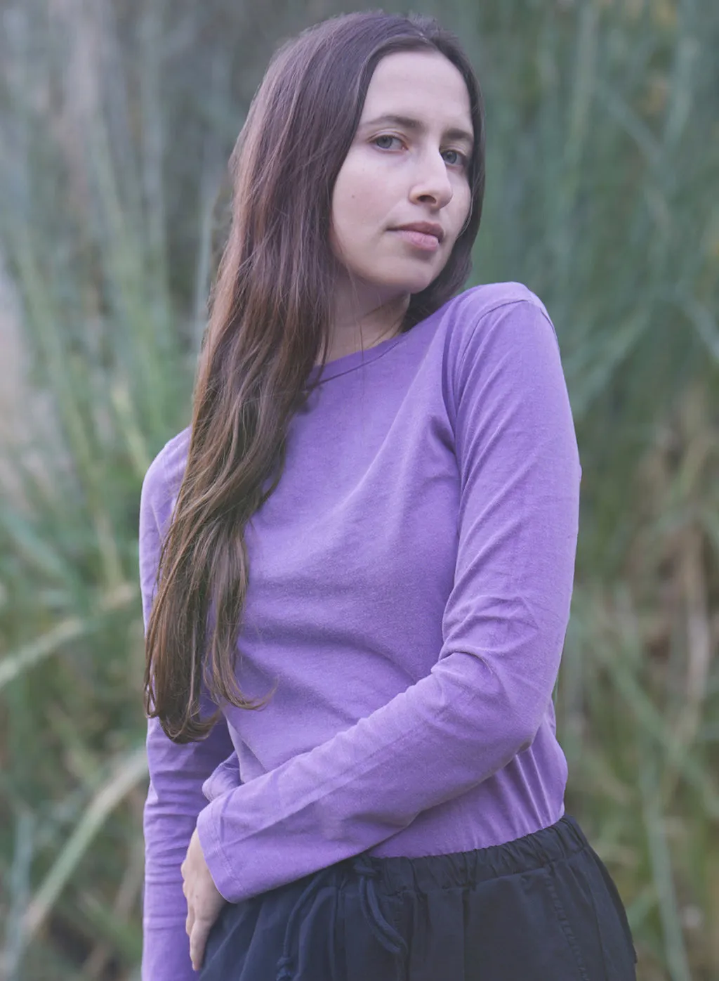 Cloud Jersey Long Sleeve Crew in Hyacinth