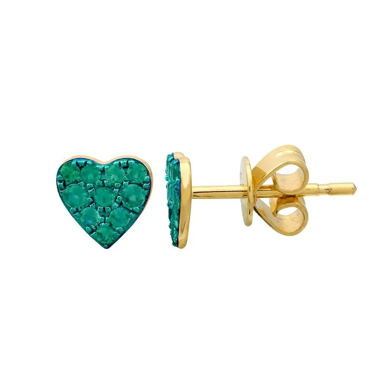 Color Rhodium Pave Heart Earring/ Single