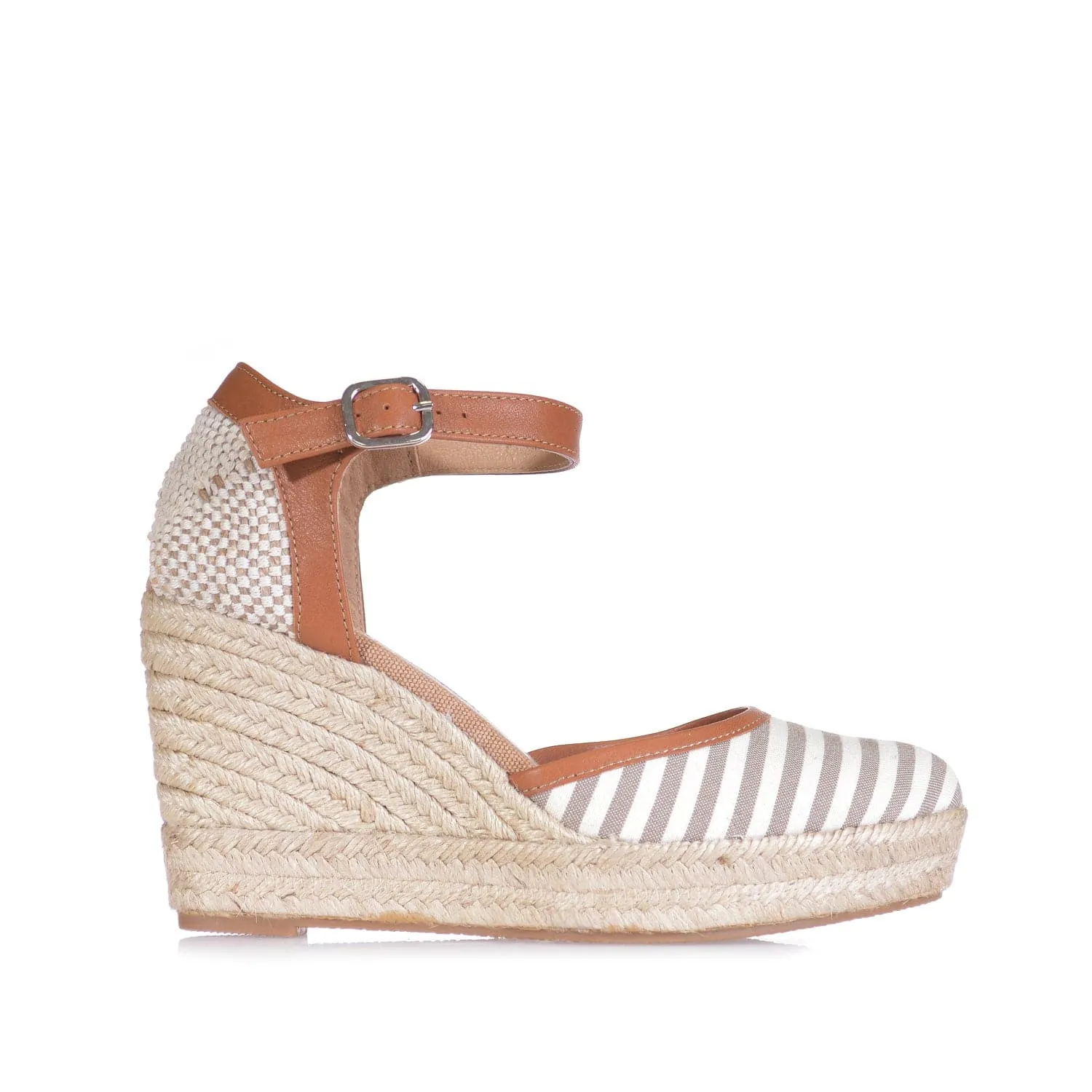 Cotton Blend Wedge Espadrille with Stripes for Women - Aura-RT