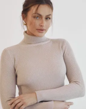 Davison Long Sleeve Knit Top (Beige)