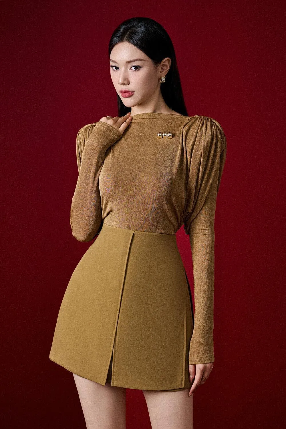 Diva Straight Long Sleeved Knitted Fabric Top