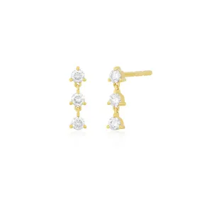 EF Collection - Triple Prong Set Diamond Stud Earrings, Yellow Gold