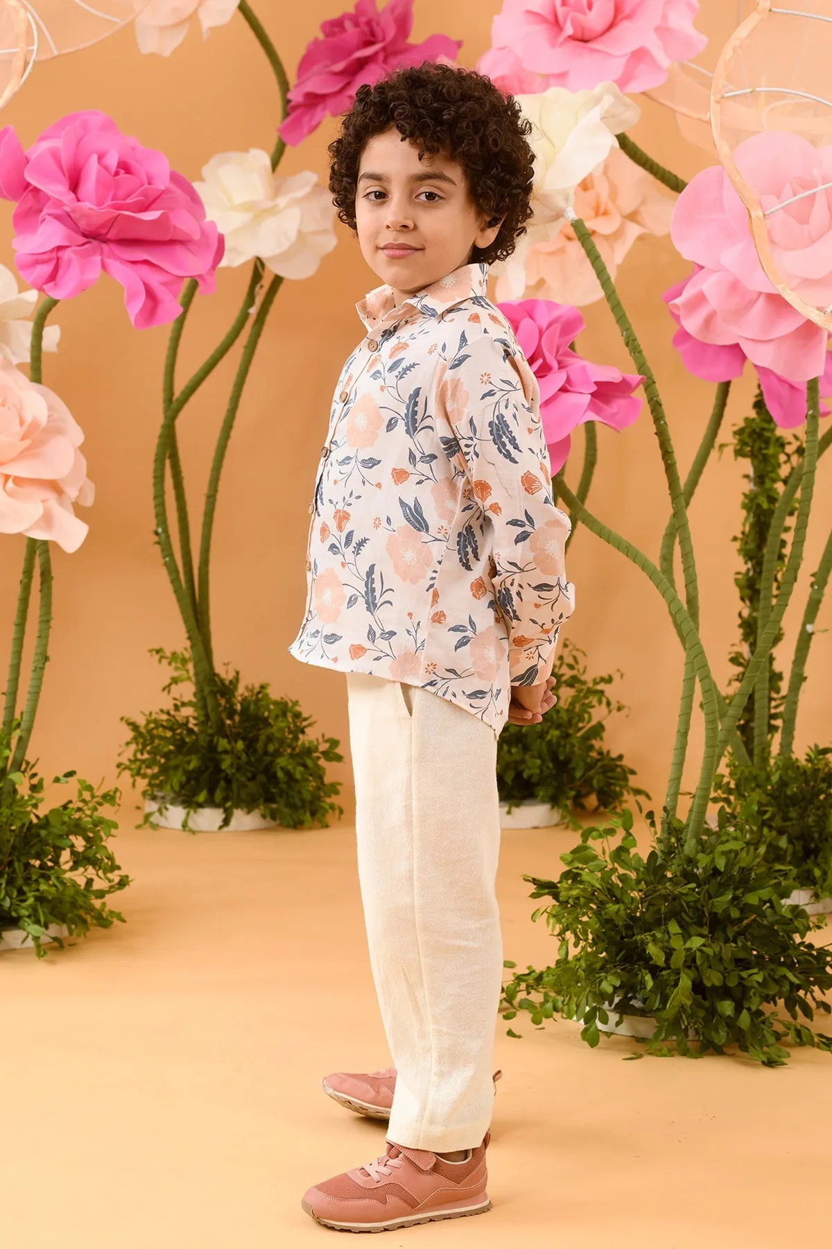 Elysian Vision- Cotton Satin Printed Shirt For Boys