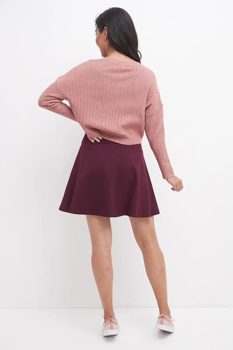 Fit-And-Flare Skirt with Wide Waistband