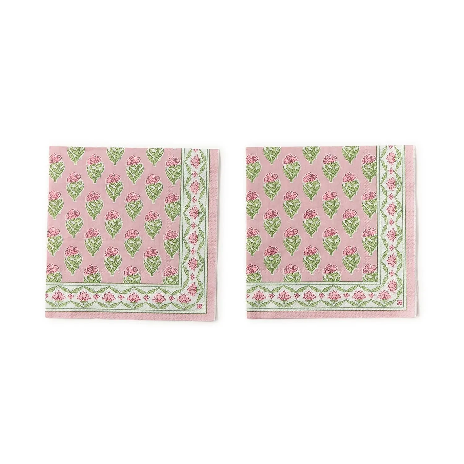 Floral Block Print 3-Ply Paper Cocktail Napkin