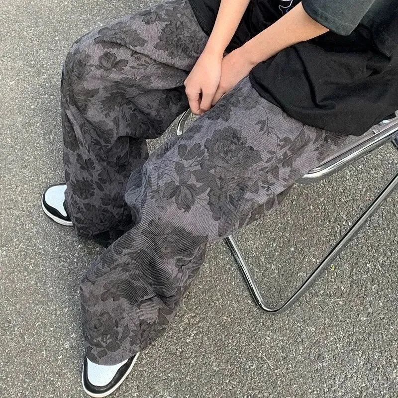 Floral Brown Baggy Sweatpants