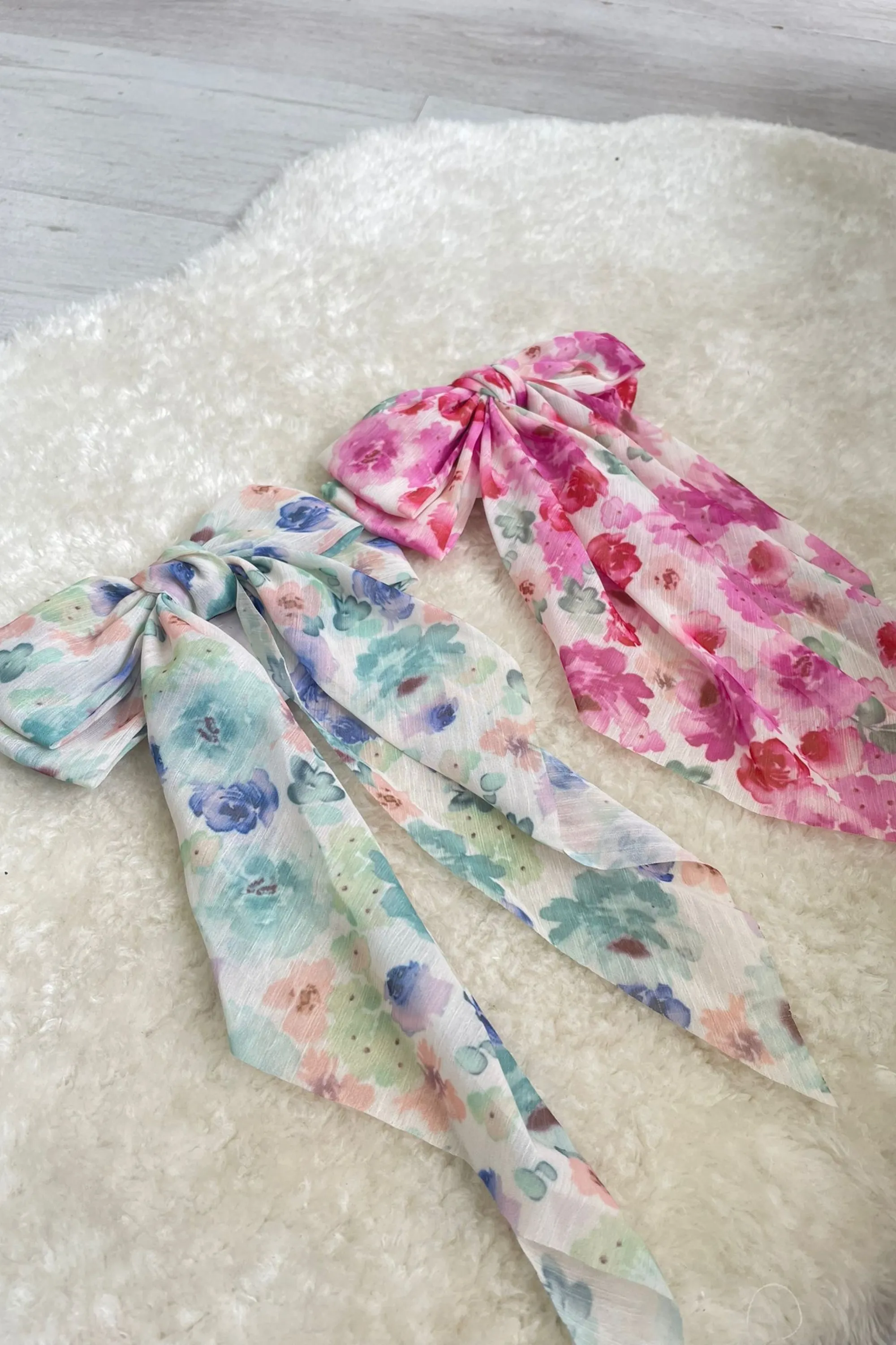 Floral Chiffon Hair Bow Clip (variant colours)