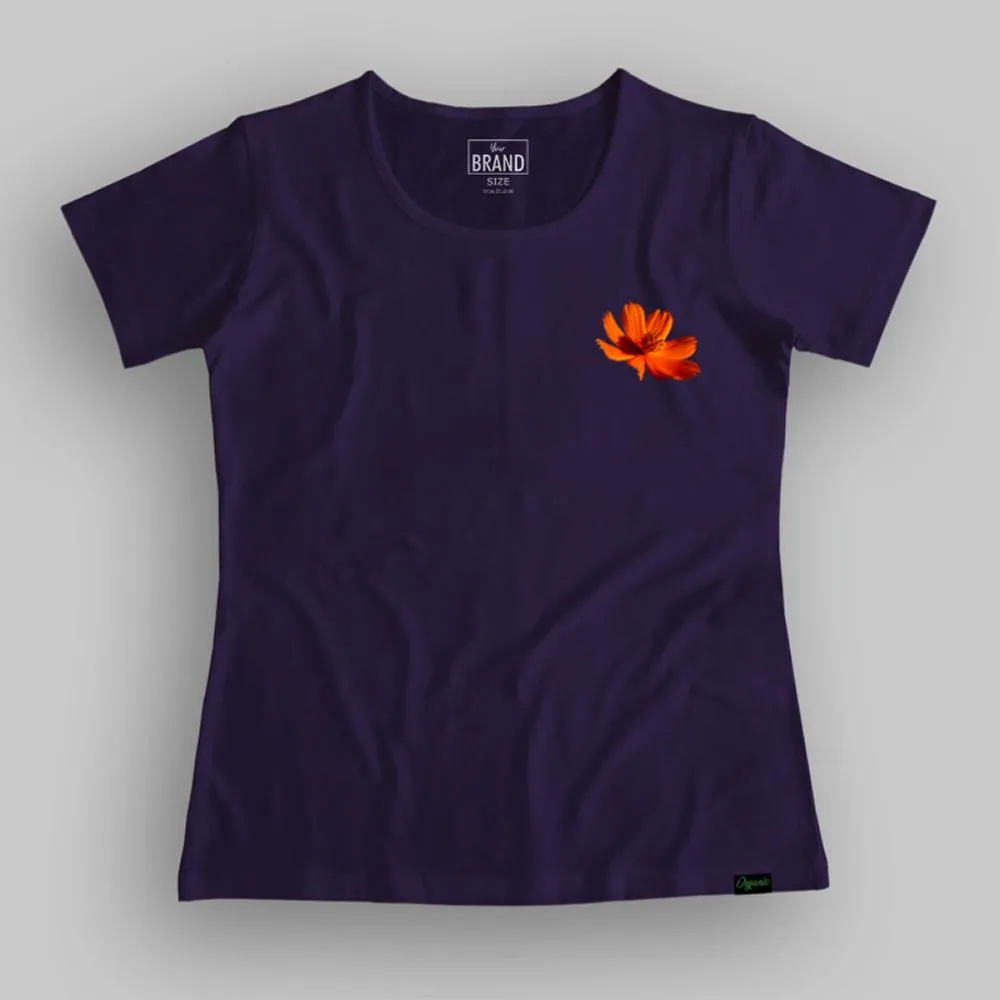 Flower Head Pocket Print Summer T-shirt for Women