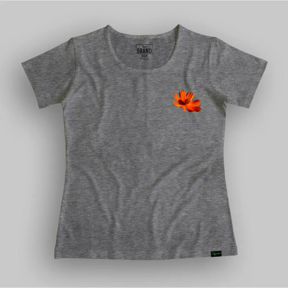 Flower Head Pocket Print Summer T-shirt for Women