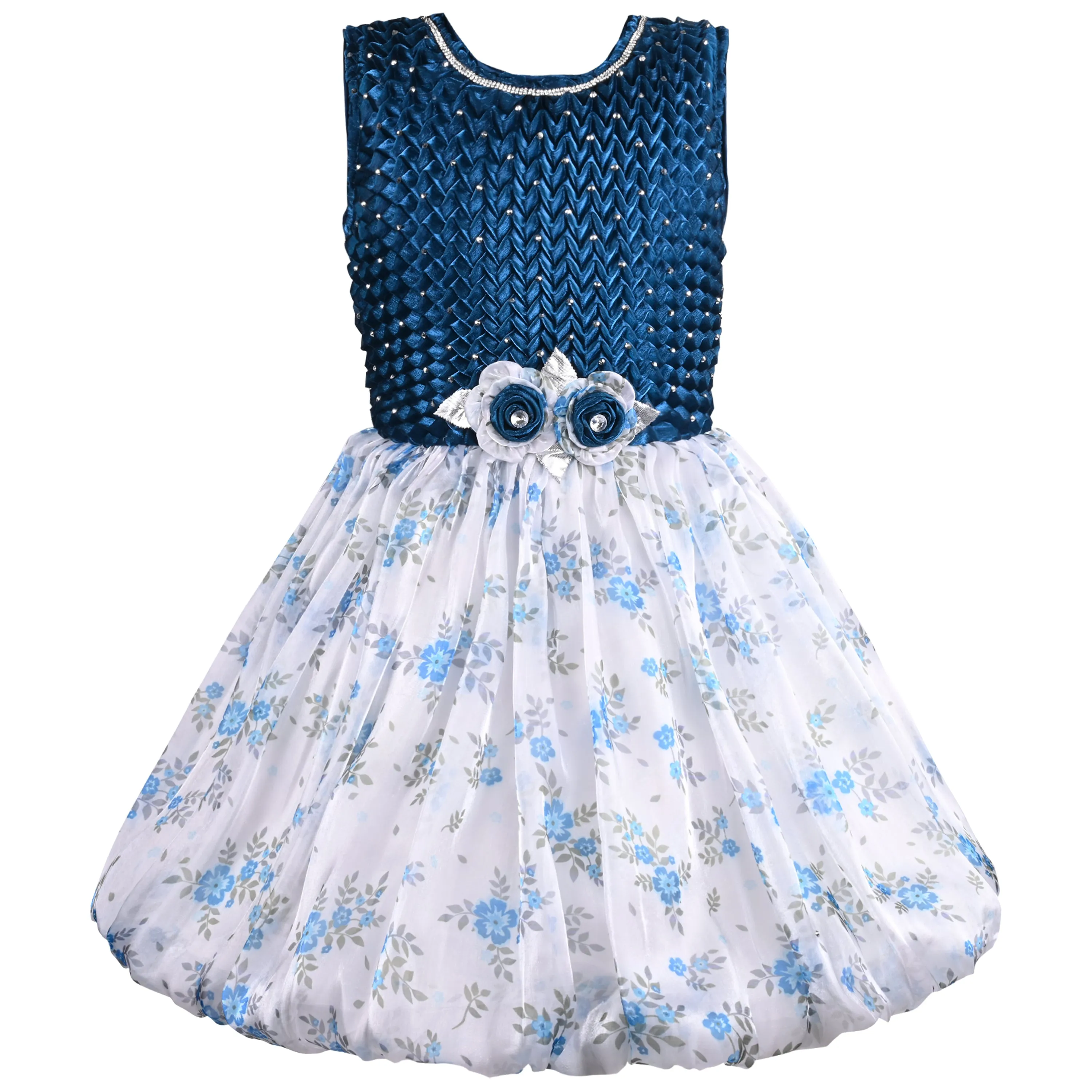 Girls Floral Print Fit and Flare Frock Dress