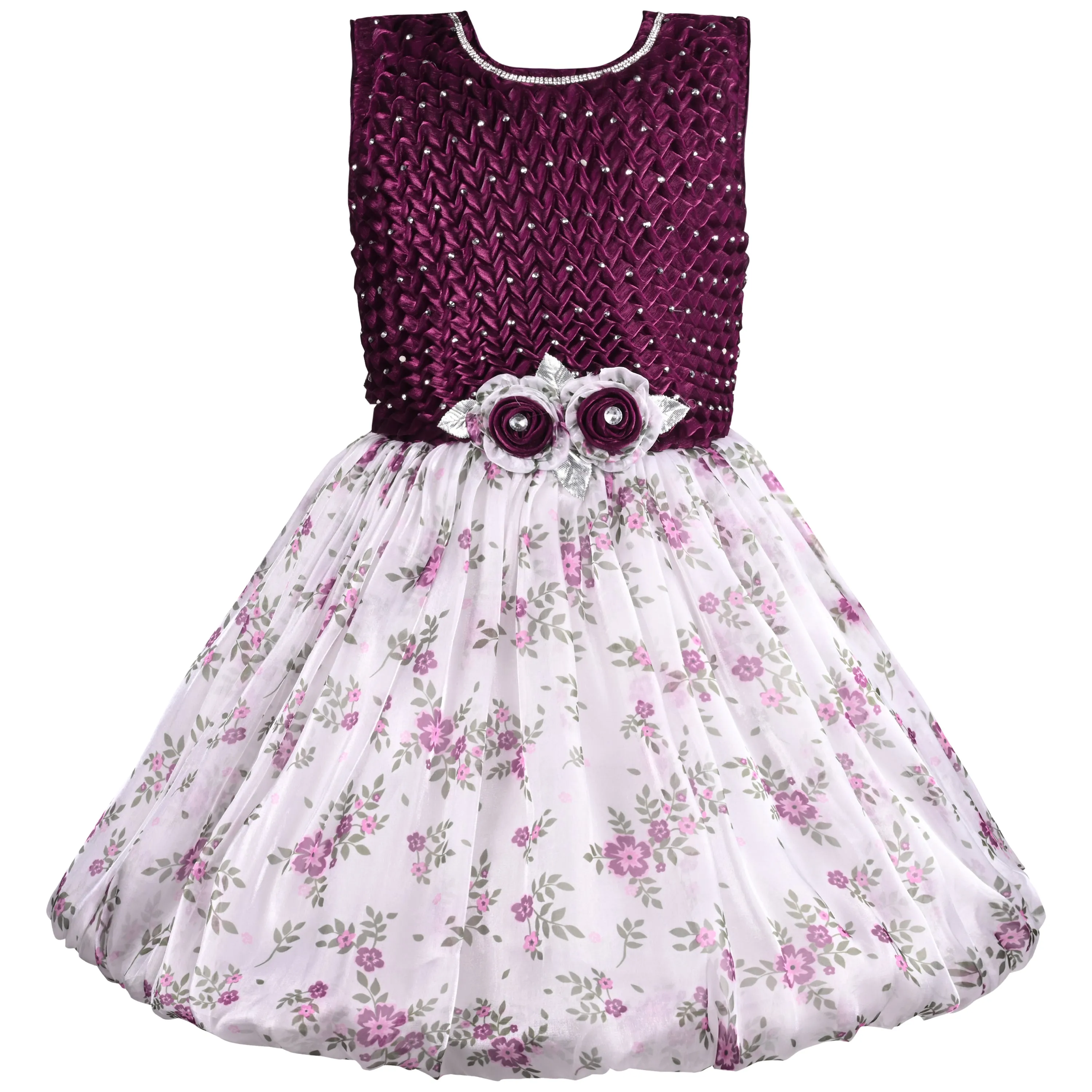 Girls Floral Print Fit and Flare Frock Dress